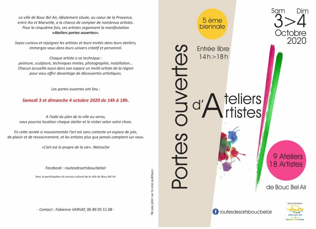 3 & 4 oct 2020 - Portes ouvertes d'Ateliers d'Artistes - Bouc Bel Air (France)