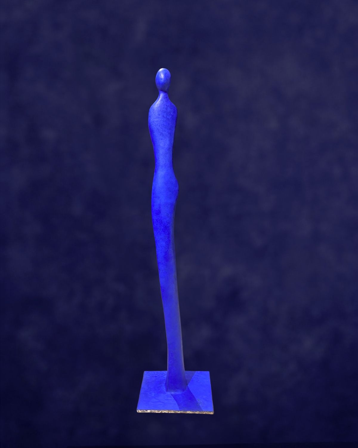 Ainoah, sculpture bronze massif patine bleue 105cm, Liselotte Andersen