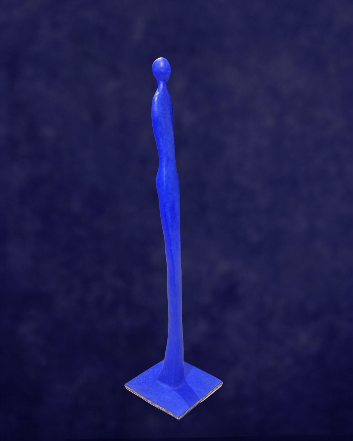 Ainoah, sculpture bronze massif patine bleue 105cm, Liselotte Andersen