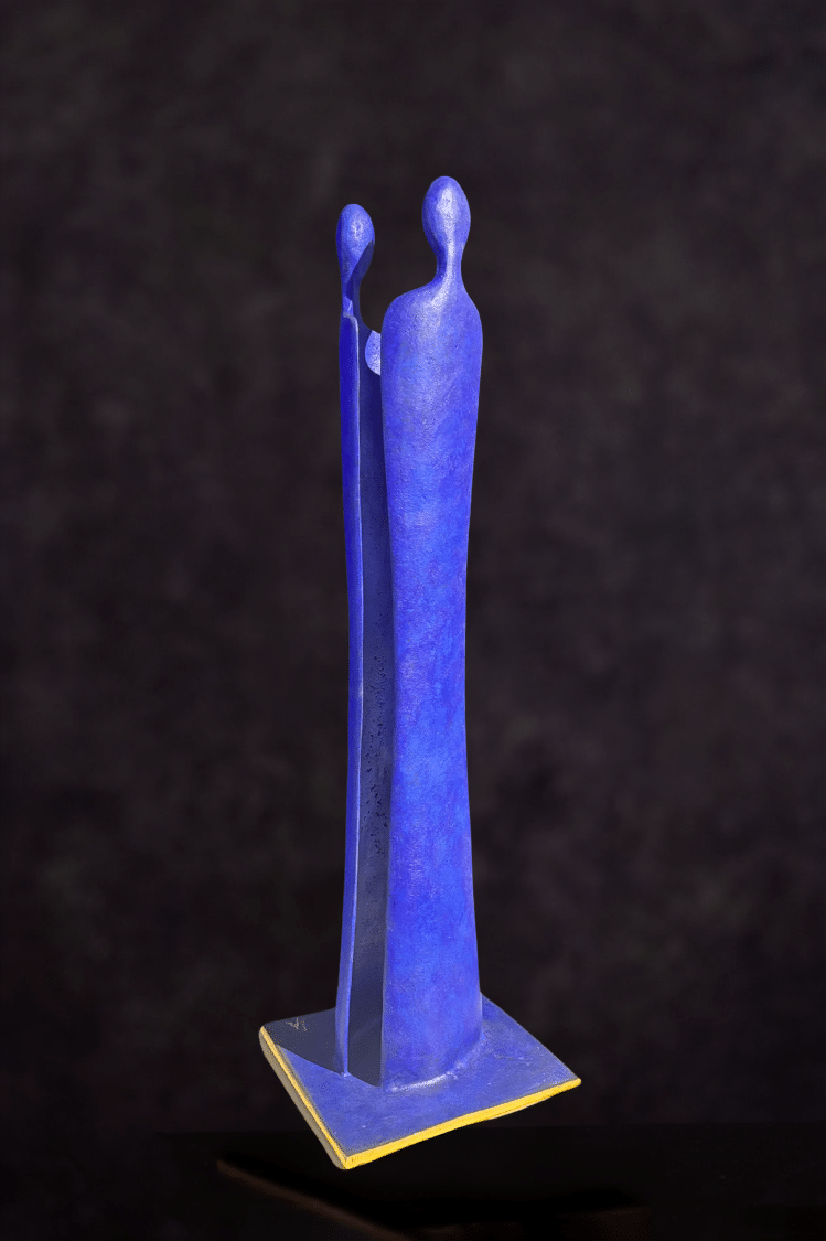 La Connexion, sculpture bronze massif 73cm , Liselotte Andersen sculptrice Aix-en-Provence