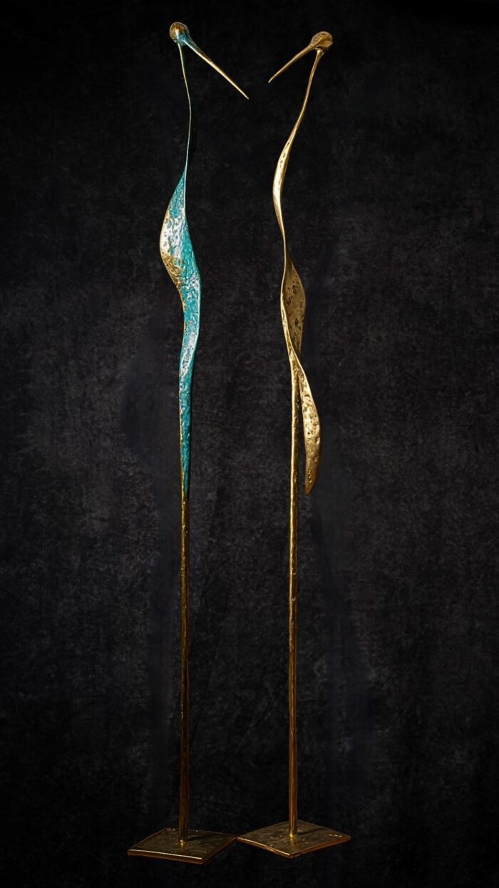 Duo oiseaux bronze massif - Liselotte Andersen